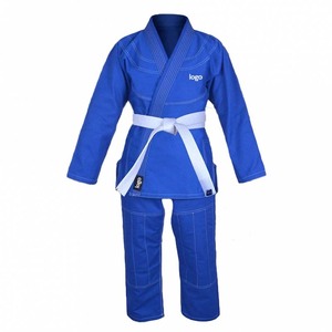 Kimono de BJJ Azul con Logotipo en la Manga Izquierda, Algodón Resistente, Unisex para Adultos, Ropa de Artes Marciales, Corte Regular, Impresión Térmica, Ligero - Product Image 6