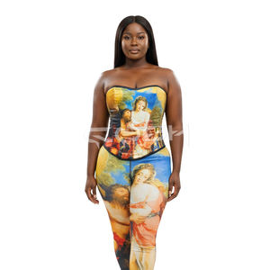Top Selling Roman Sublimation Printed Corset Top and Slim Fit Printed <b>Legging</b> Womens Fashion Two Piece Set Supplier - Product Image 3