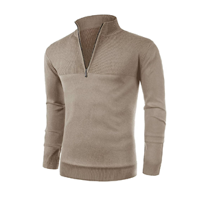 Suéter de Hombre, Cuello Alto con Media Cremallera, Tejido Grueso de Lana, Color Sólido, Cómodo, Cálido, Transpirable, Antiarrugas, de Alta Calidad, para Invierno - Product Image 5