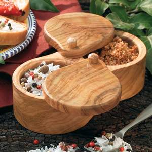 ที่เก็บเกลือทำจากไม้มะกอกสองชั้นเครื่องมือสำหรับสมุนไพรและเครื่องเทศ - Product Image 6