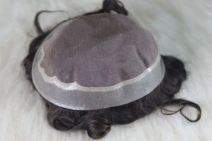 100% tupé de pelo Remy indio virgen para hombres Base de piel fina de PU completa con ondas de cuerpo profundo recto rizado 28mm - Product Image 2