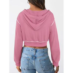 Hooded Cropped <b>Top</b> Women Sexy Short Hoodie Long Sleeve Cotton Pullover Street Fashion Casual Wear Comfort Fit - Product Image 3