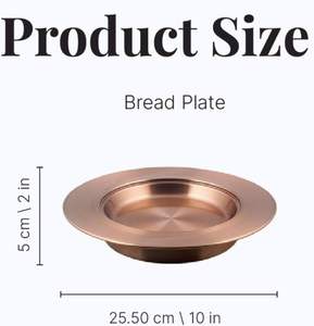 Handmade Elegant Copper Round Hammered Serving <b>Tray</b> for Kitchen Home Food & <b>Drink</b> Serving Includes Stylish Bread Plate - Product Image 2