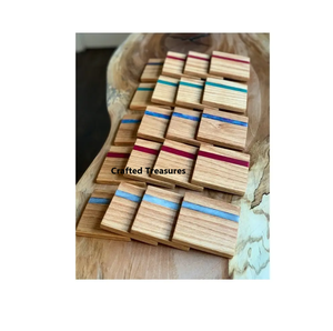Lot de 4 sous-verres en bois et en résine de qualité standard avec couleur personnalisée pour la maison, les hôtels et les restaurants - Product Image 4