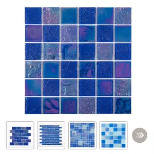 Centurymosaic Non slip 3D Concave Convex Special Design Iridescent Glass Blue Tile Mosaic Swimming Pool Modern Mosaic Suppliers