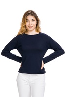 Pull en laine mérinos extra fine pour femme Gioconda, fin et élégant, tricoté plat, col rond, logo personnalisable sur le devant