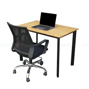 BFOB001-100x60cm Foldable Bamboo Oval <b>Desk</b> with Assembled Iron Legs <b>Computer</b> Table for Home Office - Product Image 4