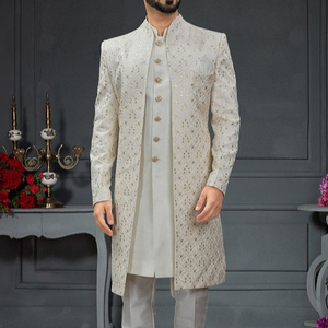 ELEGANT EMBROIDERY FABRIC BEAUTIFUL SHERWANI & ALSO MATCHING SHOE WITH DRESS for PARTY-WEAR/WEDDING @ 2023 - Product Image 1