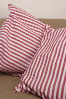 Housse de coussin personnalisée en coton 100% vert clair, tissée à rayures teintées en fil recyclé, style américain, avec fermeture éclair