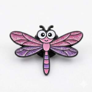 Libélula Tradicional Personalizada de Latón Plateado con Serigrafía y Esmalte Suave - Product Image 3