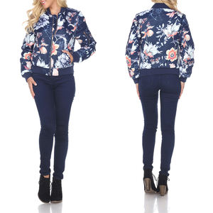 Nueva chaqueta de bombardero con cremallera Floral de talla grande para mujer, mangas raglán, lona transpirable para la temporada de invierno, procesamiento terminado - Product Image 6