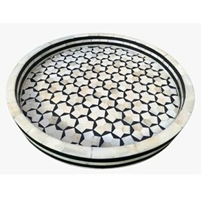 Plateau en nacre de luxe écologique fait à la main Plateau en nacre de luxe moderne lavable au lave-vaisselle et au micro-ondes Meilleure vente de service pour le petit-déjeuner et le dîner - Product Image 2