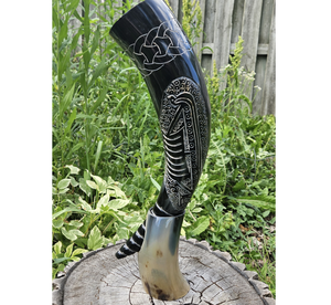 Corne à boire Viking sculptée en corne de buffle, design unique, écologique, taille personnalisable, décoration d'intérieur, créations antiques - Product Image 4