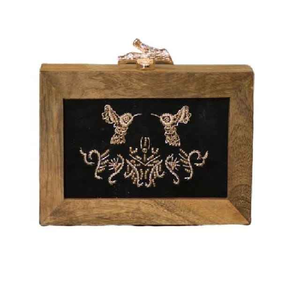 Pochette en bois pour femmes, imitation perle, plaqué or, luxe, papillon, charme solide, pochette complète, ensemble de mariage pour femmes - Product Image 1