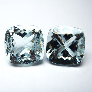 Piedra preciosa natural impecable aguamarina piedras duales piedras preciosas sueltas facetadas corte cojín en forma de piedra preciosa precio de fábrica al por mayor - Product Image 1