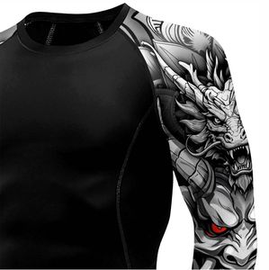 Vente en gros MMA Bjj Rash Guards 100% Polyester Spandex MMA Rash Guard imprimé numériquement BJJ Rash Guard - Product Image 4