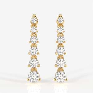14K <b>Gold</b> Plated Round Cut Lab Grown Diamond Drop <b>Earrings</b> with <b>Dangle</b> for Wedding Party or Gift - Product Image 1