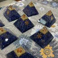 Pyramide d'Orgone en Lapis Lazuli Sculptée à la Main, Symbole de Metatron Naturel, Guérison Énergétique, Feng Shui, Écologique, Faite à la Main, Porte-Bonheur