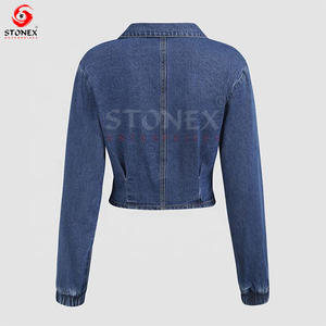 Derniers modèles de vestes en jean recadrée pour femmes vente de gros veste courte en jean personnalisée pour femmes - Product Image 2