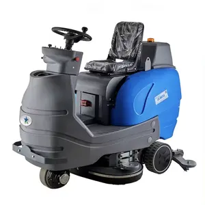 CE Certified Cheap Price CLEANVAC Airport Ground Cleaning Equipment Ride on Electric Floor Scrubber Machine in Red Color