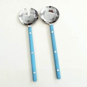 Ensemble de cuillère et fourchette de service en métal plaqué or de luxe moderne avec manche de vadrouille Outils à salade lavables au lave-vaisselle - Product Image 6