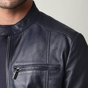 Chaqueta de Cuero para Hombre, a la Moda, Nueva Colección, Cuello Alto, Piel de Vaca, Invierno, Casual, Impermeable, Ecológica - Product Image 6