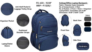 Organized Lightweight Durable Polyester Lining Backpack with Multiple Compartments Vintage Style-for College Office Work Study - Product Image 2