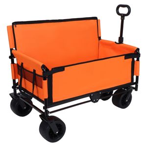 Carrito Plegable ORIGINAL NUEVO D0100X3IWC6 de 180L Naranja, Convertible, con Ruedas Todoterreno para Playa, Jardín, Camping - Product Image 4
