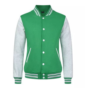 Logotipo personalizado Stand Up Collar Hombres Puños acanalados Letterman Béisbol Bomber Varsity Jacket - Product Image 4