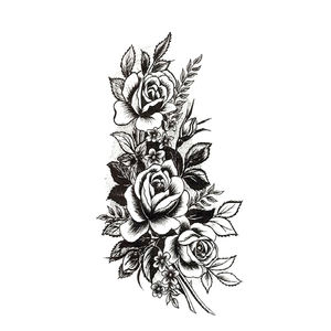 Pegatinas de <span class=keywords><strong>tatuaje</strong></span> desechables a prueba de agua XQB para mujeres flor negra <span class=keywords><strong>media</strong></span> <span class=keywords><strong>manga</strong></span> pegatina de <span class=keywords><strong>tatuaje</strong></span> temporal - Product Image 3