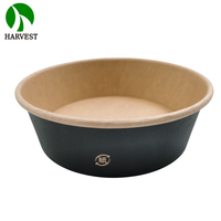 Emballage écologique pour les aliments Emballage biodégradable Assiettes biodégradables Boîte à lunch ronde en papier kraft noir jetable