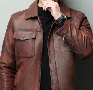 Chaqueta de Cuero Vacuno de Primera Calidad para Hombre, Estilo Informal, Duradera, para Otoño e Invierno, Impermeable, Transpirable, con Capucha - Product Image 6