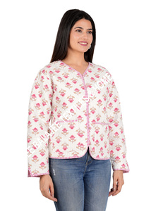 Veste en molleton de coton réversible pour femmes nouvelle main bloc imprimé manteau d'hiver bouton poche automne imprimé veste courte XL-pour les filles - Product Image 3