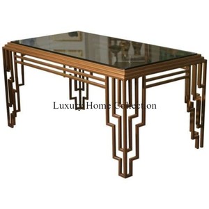 Côté de conception de gouttes en métal enduit de poudre de couleur noire et meubles attrayants polis brillants de conception luxueuse de table de console - Product Image 3