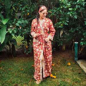 Robe de soirée moderne chaude détendue col en V profond faite à la main Tie Dye Trendy Summer Resort Wear Robe de soirée Boho Beach Kaftan Kimono Robe - Product Image 1