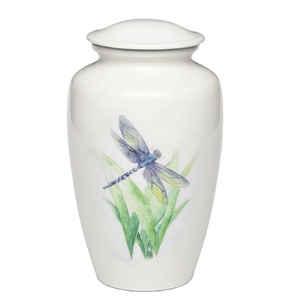 Urnas de Cremación para Adultos, Estilo Americano, Blancas, de Alto Brillo, con Estampado de Libélula, Capacidad de 200 Pulgadas Cúbicas, Biodegradables, para Guardar Cenizas Humanas - Product Image 1