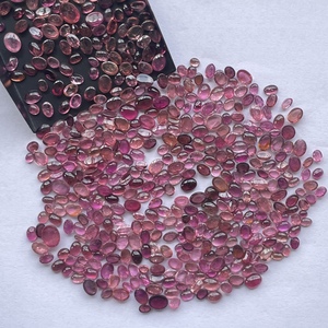 พลอยสีชมพูทับทิมธรรมชาติ4มม. 6มม. 8มม. อัญมณีทรงวงรีทรงหลวมขนาดปรับเทียบหินกึ่งมีค่าหลังแบน - Product Image 1