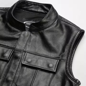 New Mens Casual Cowhide Leather Vest Classic Waistcoat Style Mens Casual Leather Waistcoat Premium Cowhide Design - Product Image 3