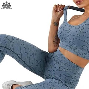Ensemble de 2 pièces pour le yoga, soutien-gorge et leggings, col en U, respirant, taille mi-haute, séchage rapide, spandex/nylon, vêtements de yoga pour le fitness - Product Image 3