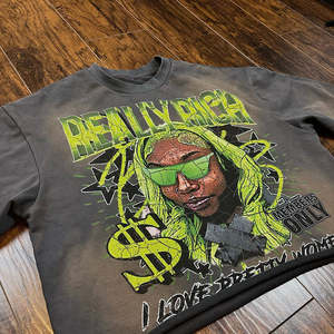 Camisetas Gráficas Ecológicas de Algodón 100% para Hombre, Estilo Oversize con Dobladillo, Estampado Serigrafiado, Lavado Ácido Decolorado al Sol, Ropa al por Mayor - Product Image 3