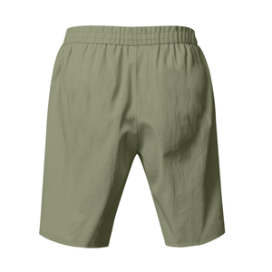 Men's Casual Gym Workout Shorts Solid Olive Color Satin <b>Mid</b> Elastic Waist Quick-Dry Lightweight Breathable 100% Polyester - Product Image 5