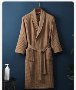 Haute qualité 100% coton été printemps bain hôtel robe de nuit couleurs vives bonne qualité respirant peignoir gaufre longue Robe - Product Image 4