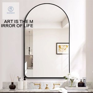 Modern 60x90cm <b>Black</b> Glass <b>Arched</b> <b>Mirror</b> for Bathroom Vanity Smartspace Exclusive - Product Image 3