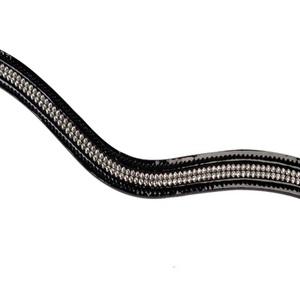 Banda de cejas de caballo de cuero de forma curva profunda de cuero genuino personalizada con dos filas de cristales transparentes Cadena de diamantes de imitación banda para cejas - Product Image 3