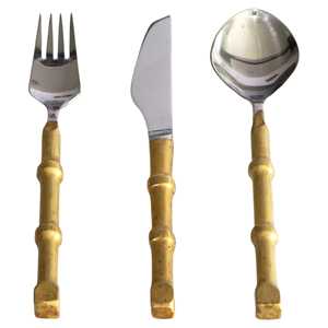 Vente en gros de couverts de mariage de luxe de haute qualité en acier inoxydable plaqué or avec ensembles de couverts au design gaufré - Product Image 2