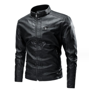 Nueva chaqueta de cuero Vintage informal abrigo hombres Otoño Invierno traje diseño Motor Biker bolsillo chaqueta de cuero - Product Image 4