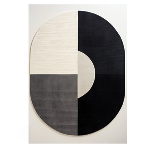 Tapis moderne en laine tuftée à poils longs, design abstrait, antidérapant, imperméable, forme capsule, pour salon, salle à manger, chambre, maison - Product Image 1