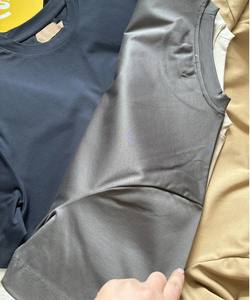 Camisetas en blanco suaves y brillantes de lujo con cuello redondo de talla grande para hombre, camisetas personalizadas de algodón mercerizado doble para Fitness para hombre - Product Image 3