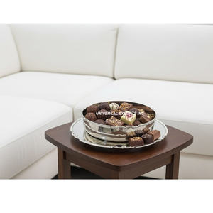 Cuenco de chocolate de acero inoxidable martillado, cuenco dulce Chapado en plata brillante, cuenco de chocolate de metal de lujo de mesa de forma redonda - Product Image 5