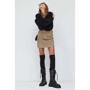 Mini-jupe droite en velours, design patchwork décontracté, taille empire, taille XS, tissu tricoté en élasthanne, utilisation été-hiver - Product Image 1